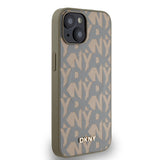 Apple iPhone 15 Kılıf DKNY Orjinal Lisanslı M-safe Şarj Özellikli 3D Yazılı Grid Pattern Kapak
