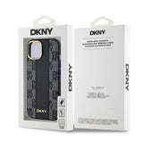 Apple iPhone 15 Kılıf DKNY Orjinal Lisanslı M-safe Şarj Özellikli 3D Yazılı Checkered Pattern Kapak