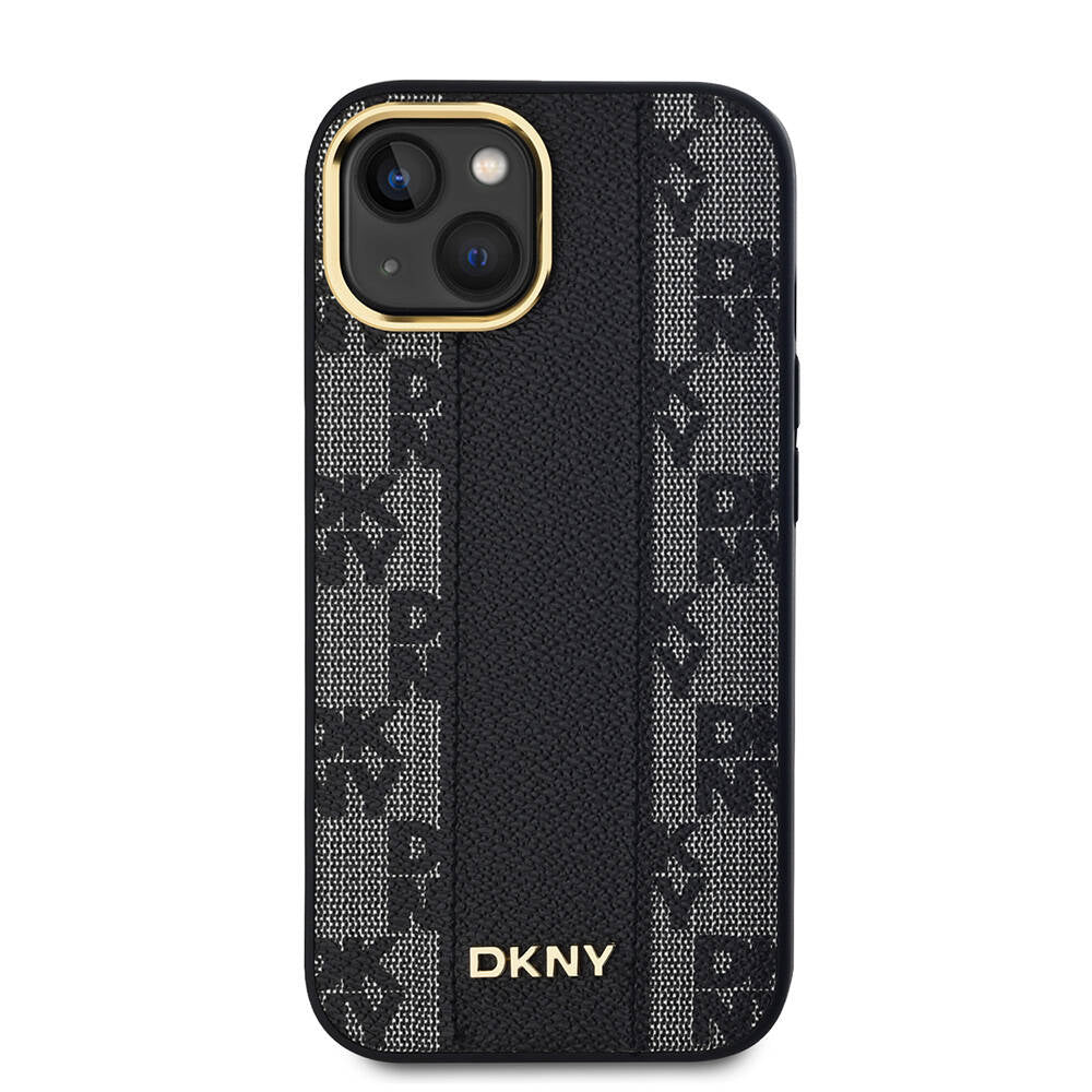 Apple iPhone 15 Kılıf DKNY Orjinal Lisanslı M-safe Şarj Özellikli 3D Yazılı Checkered Pattern Kapak