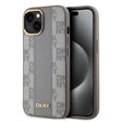 Apple iPhone 15 Kılıf DKNY Orjinal Lisanslı M-safe Şarj Özellikli 3D Yazılı Checkered Pattern Kapak