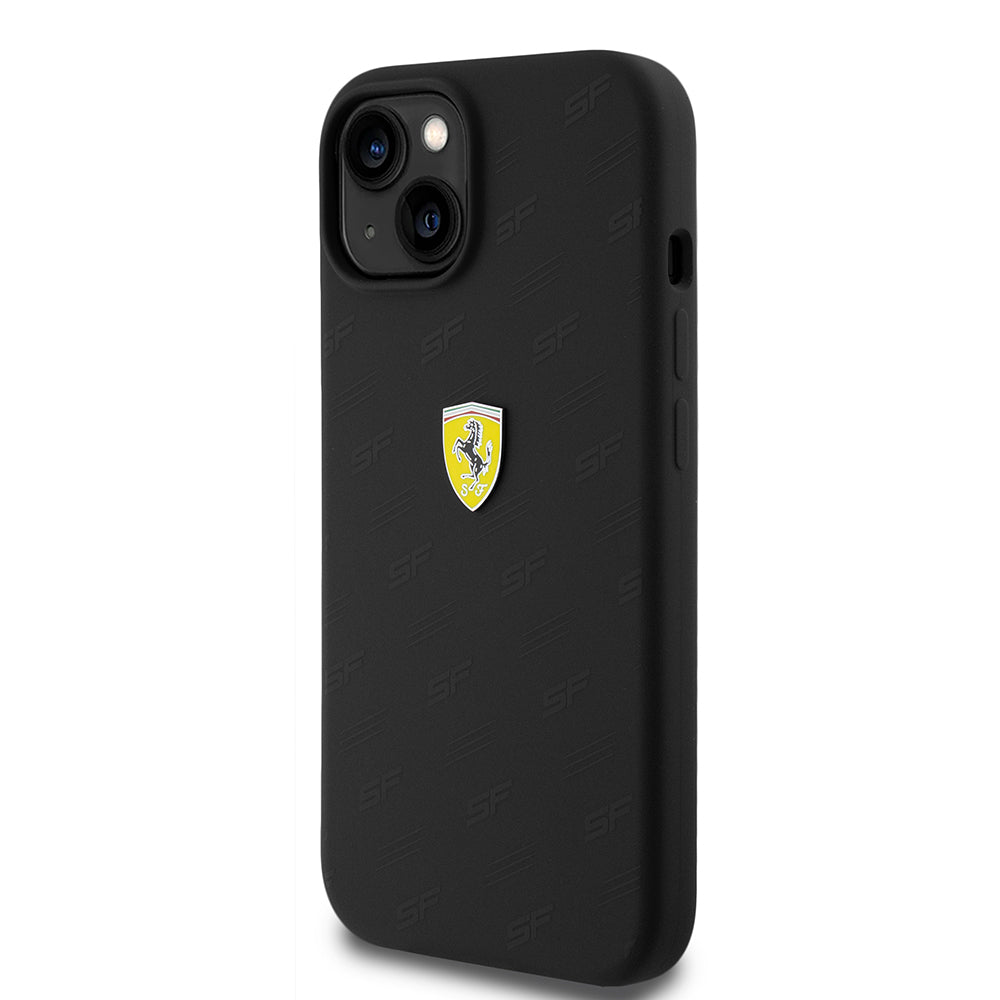 Apple iPhone 15 Kılıf Ferrari Orjinal Lisanslı Metal Logolu SF Yazılı Kapak