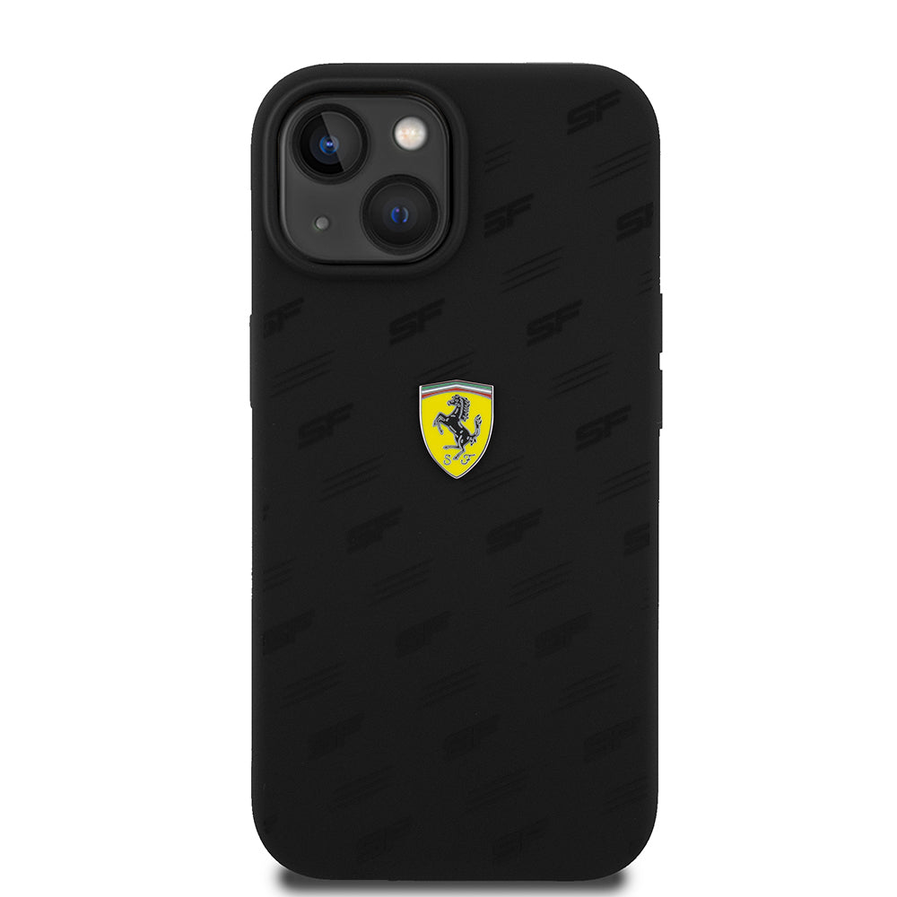 Apple iPhone 15 Kılıf Ferrari Orjinal Lisanslı Metal Logolu SF Yazılı Kapak