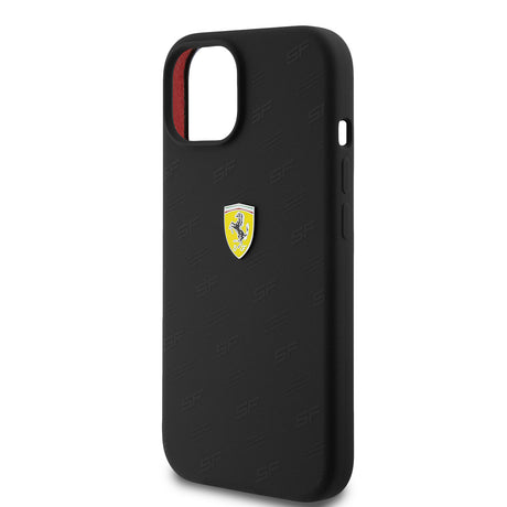Apple iPhone 15 Kılıf Ferrari Orjinal Lisanslı Metal Logolu SF Yazılı Kapak