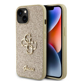 Apple iPhone 15 Kılıf Guess Orjinal Lisanslı 4G Büyük Metal Logolu Glitter Kapak