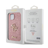 Apple iPhone 15 Kılıf Guess Orjinal Lisanslı 4G Büyük Metal Logolu Glitter Kapak
