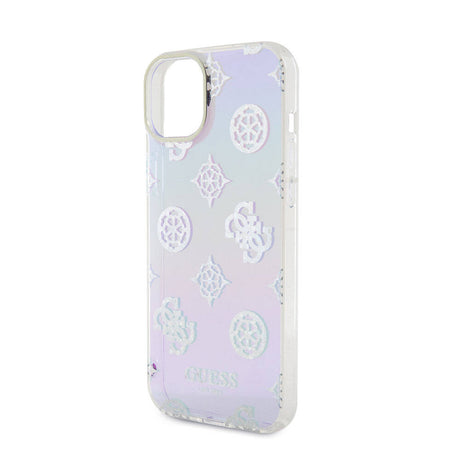 Apple iPhone 15 Kılıf Guess Orjinal Lisanslı Desenli Yazı Logolu Askı İpli Holografik Glitter Peony Kapak