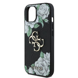 Apple iPhone 15 Kılıf Guess Orjinal Lisanslı Gül Baskılı Büyük Metal Logo Dizaynlı Kapak
