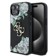 Apple iPhone 15 Kılıf Guess Orjinal Lisanslı Gül Baskılı Büyük Metal Logo Dizaynlı Kapak