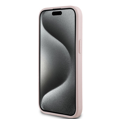 Apple iPhone 15 Kılıf Guess Orjinal Lisanslı Gül Baskılı Büyük Metal Logo Dizaynlı Kapak