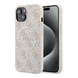Apple iPhone 15 Kılıf Guess Orjinal Lisanslı M-safe Kabartmalı 4G Desenli Yazı Logolu Kapak