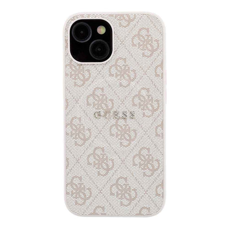 Apple iPhone 15 Kılıf Guess Orjinal Lisanslı M-safe Kabartmalı 4G Desenli Yazı Logolu Kapak