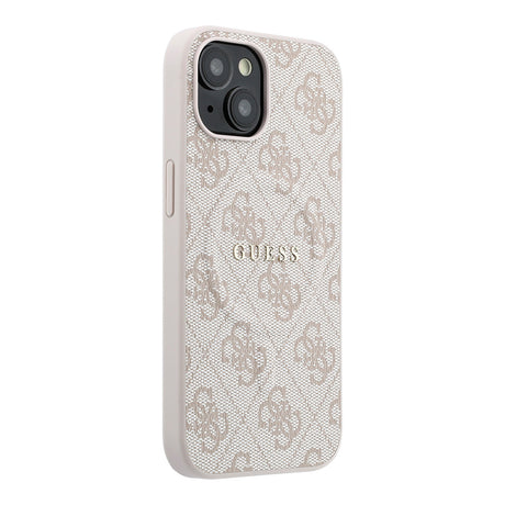 Apple iPhone 15 Kılıf Guess Orjinal Lisanslı M-safe Kabartmalı 4G Desenli Yazı Logolu Kapak