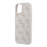 Apple iPhone 15 Kılıf Guess Orjinal Lisanslı M-safe Kabartmalı 4G Desenli Yazı Logolu Kapak