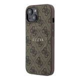 Apple iPhone 15 Kılıf Guess Orjinal Lisanslı M-safe Kabartmalı 4G Desenli Yazı Logolu Kapak