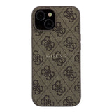 Apple iPhone 15 Kılıf Guess Orjinal Lisanslı M-safe Kabartmalı 4G Desenli Yazı Logolu Kapak