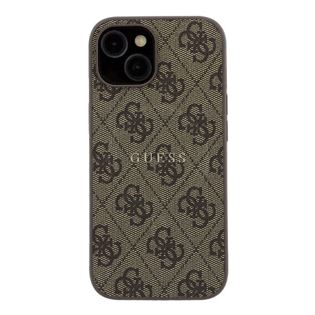 Apple iPhone 15 Kılıf Guess Orjinal Lisanslı M-safe Kabartmalı 4G Desenli Yazı Logolu Kapak