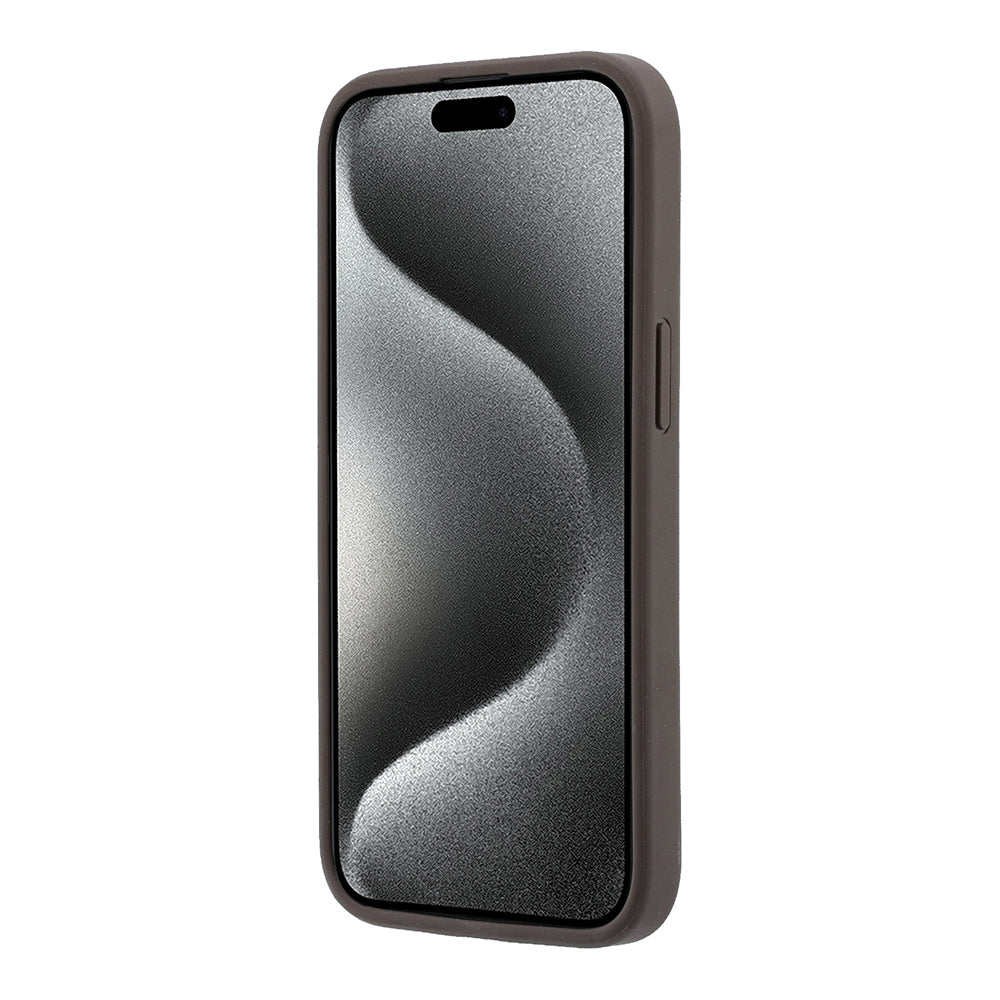 Apple iPhone 15 Kılıf Guess Orjinal Lisanslı M-safe Kabartmalı 4G Desenli Yazı Logolu Kapak