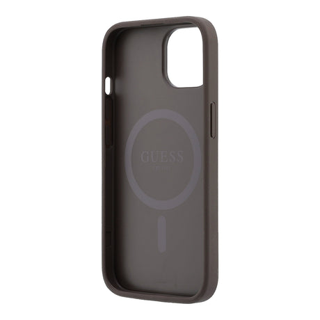 Apple iPhone 15 Kılıf Guess Orjinal Lisanslı M-safe Kabartmalı 4G Desenli Yazı Logolu Kapak