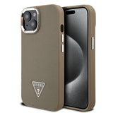 Apple iPhone 15 Kılıf Guess Orjinal Lisanslı M-safe Şarj Özellikli Grained Triangle Kapak