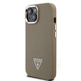 Apple iPhone 15 Kılıf Guess Orjinal Lisanslı M-safe Şarj Özellikli Grained Triangle Kapak