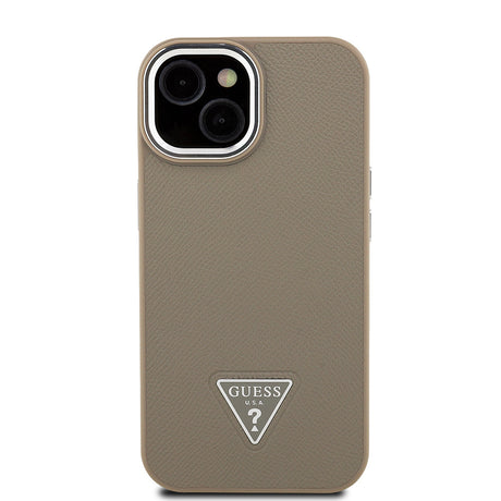 Apple iPhone 15 Kılıf Guess Orjinal Lisanslı M-safe Şarj Özellikli Grained Triangle Kapak