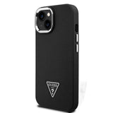 Apple iPhone 15 Kılıf Guess Orjinal Lisanslı M-safe Şarj Özellikli Grained Triangle Kapak