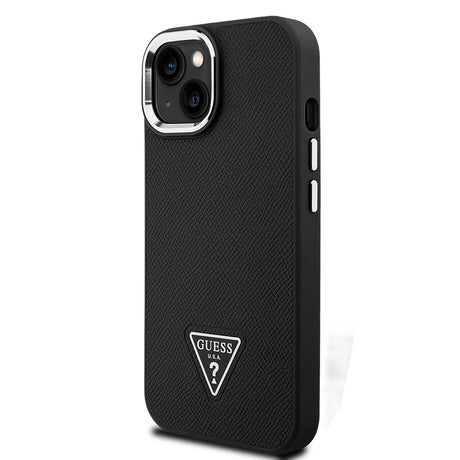 Apple iPhone 15 Kılıf Guess Orjinal Lisanslı M-safe Şarj Özellikli Grained Triangle Kapak