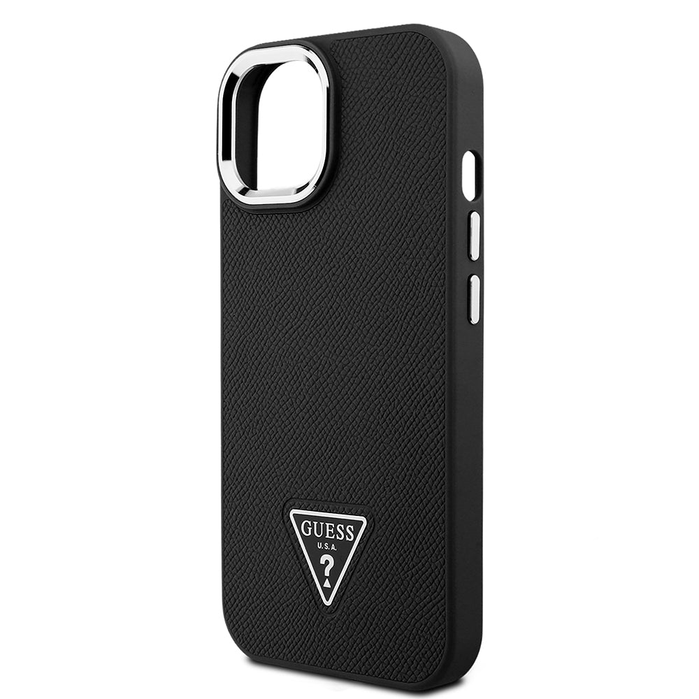 Apple iPhone 15 Kılıf Guess Orjinal Lisanslı M-safe Şarj Özellikli Grained Triangle Kapak