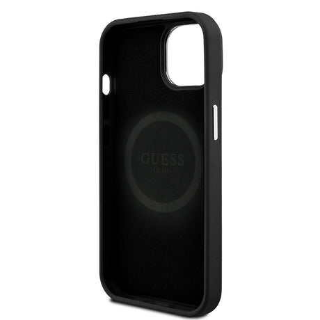 Apple iPhone 15 Kılıf Guess Orjinal Lisanslı M-safe Şarj Özellikli Grained Triangle Kapak