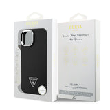 Apple iPhone 15 Kılıf Guess Orjinal Lisanslı M-safe Şarj Özellikli Grained Triangle Kapak