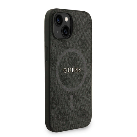 Apple iPhone 15 Kılıf Guess Orjinal Lisanslı M-safe Şarj Özellikli PU Deri Bilek Askı İpli Yazı Logolu Kapak