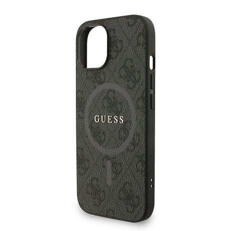 Apple iPhone 15 Kılıf Guess Orjinal Lisanslı M-safe Şarj Özellikli PU Deri Bilek Askı İpli Yazı Logolu Kapak