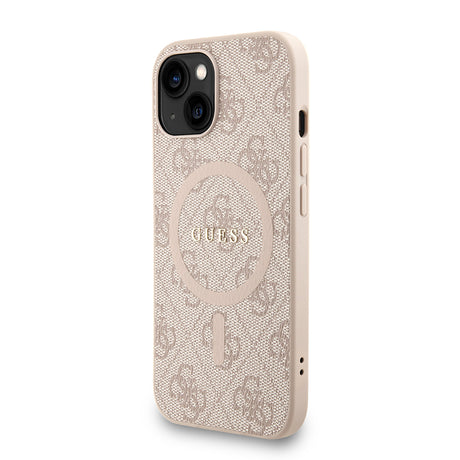 Apple iPhone 15 Kılıf Guess Orjinal Lisanslı M-safe Şarj Özellikli PU Deri Bilek Askı İpli Yazı Logolu Kapak