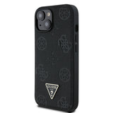 Apple iPhone 15 Kılıf Guess Orjinal Lisanslı M-safe Şarj Özellikli Sıcak Baskılı Üçgen Logolu PU Deri Peony Kapak