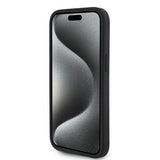 Apple iPhone 15 Kılıf Guess Orjinal Lisanslı M-safe Şarj Özellikli Taneli Çiçek Tasarımlı Metal Yazı Logolu Kapak