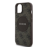 Apple iPhone 15 Kılıf Guess Orjinal Lisanslı M-safe Şarj Özellikli Yazı Logolu Circle Classic Kapak