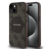 Apple iPhone 15 Kılıf Guess Orjinal Lisanslı M-safe Şarj Özellikli Yazı Logolu Circle Classic Kapak