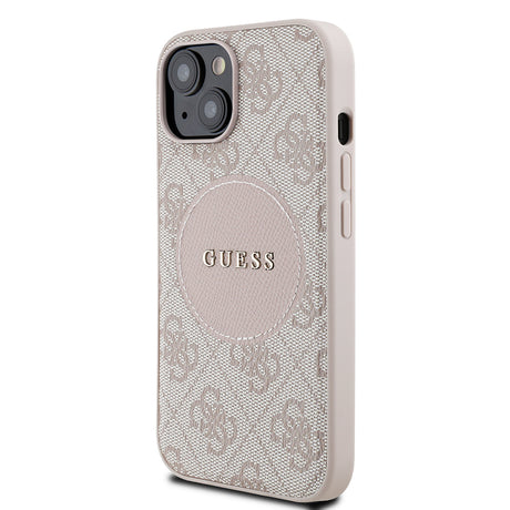 Apple iPhone 15 Kılıf Guess Orjinal Lisanslı M-safe Şarj Özellikli Yazı Logolu Circle Classic Kapak