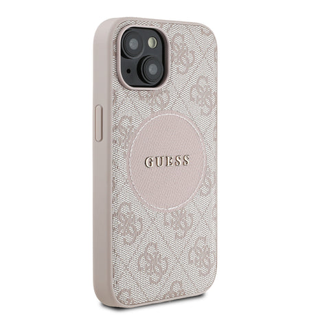 Apple iPhone 15 Kılıf Guess Orjinal Lisanslı M-safe Şarj Özellikli Yazı Logolu Circle Classic Kapak