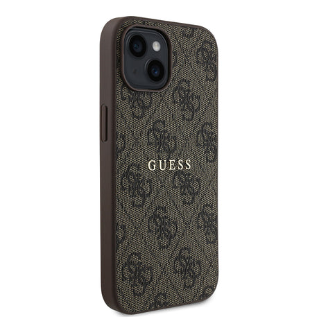 Apple iPhone 15 Kılıf Guess Orjinal Lisanslı M-safe Şarj Özellikli 4G Desen Yazı Logolu Kapak