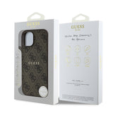 Apple iPhone 15 Kılıf Guess Orjinal Lisanslı M-safe Şarj Özellikli 4G Desen Yazı Logolu Kapak