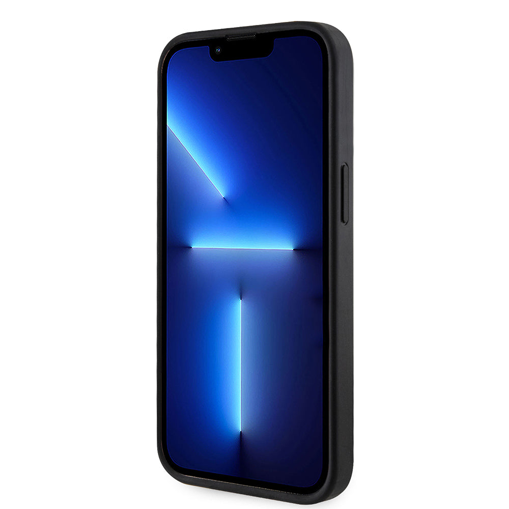 Apple iPhone 15 Kılıf Guess Orjinal Lisanslı M-safe Şarj Özellikli 4G Desenli Çizgili Kartlıklı Kapak