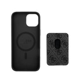 Apple iPhone 15 Kılıf Guess Orjinal Lisanslı M-safe Şarj Özellikli 4G Desenli Çizgili Kartlıklı Kapak