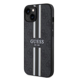 Apple iPhone 15 Kılıf Guess Orjinal Lisanslı M-safe Şarj Özellikli 4G Şerit Tasarımlı Printed Kapak