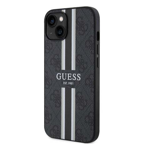 Apple iPhone 15 Kılıf Guess Orjinal Lisanslı M-safe Şarj Özellikli 4G Şerit Tasarımlı Printed Kapak