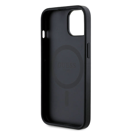 Apple iPhone 15 Kılıf Guess Orjinal Lisanslı M-safe Şarj Özellikli Gül Baskılı 4G Desenli Yazı Logolu Kapak