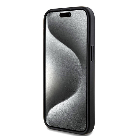 Apple iPhone 15 Kılıf Guess Orjinal Lisanslı M-safe Şarj Özellikli PU Halkalı 4G Desenli Yazı Logolu Kapak