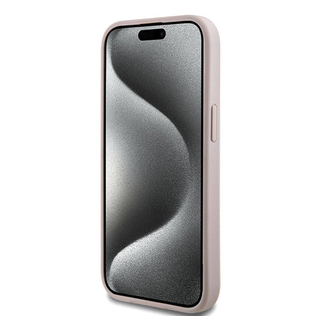Apple iPhone 15 Kılıf Guess Orjinal Lisanslı M-safe Şarj Özellikli PU Halkalı 4G Desenli Yazı Logolu Kapak
