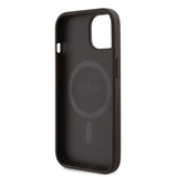 Apple iPhone 15 Kılıf Guess Orjinal Lisanslı M-safe Şarj Özellikli PU Üçgen Logo 4G Desenli Kapak