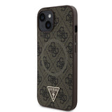 Apple iPhone 15 Kılıf Guess Orjinal Lisanslı M-safe Şarj Özellikli PU Üçgen Logo 4G Desenli Kapak